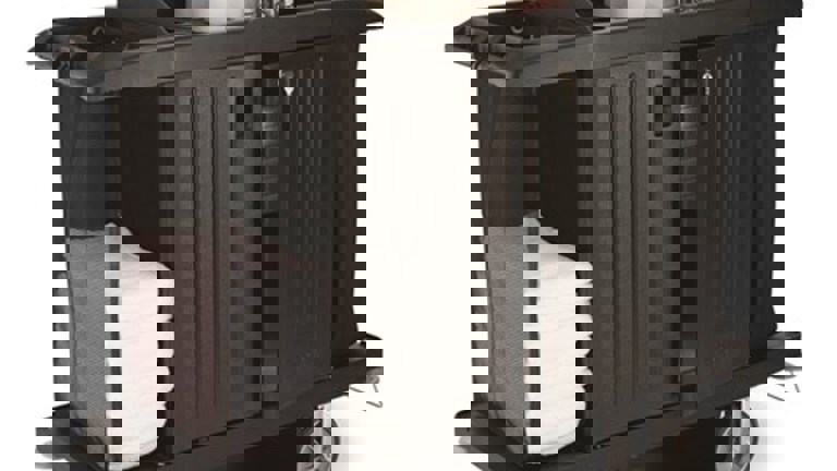 Rubbermaid Executive Traditional Full-Size Housekeeping Cart with doors.